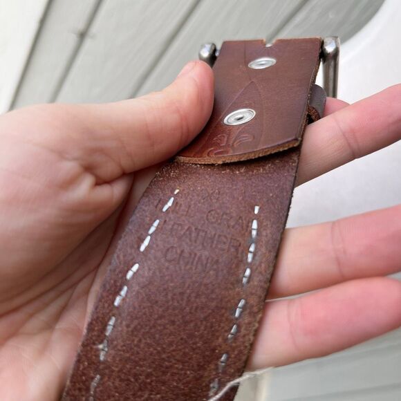 Vintage Studded Leather Belt XL – Floral Embossed Full Grain w/ Interchangeable - Picture 6 of 6